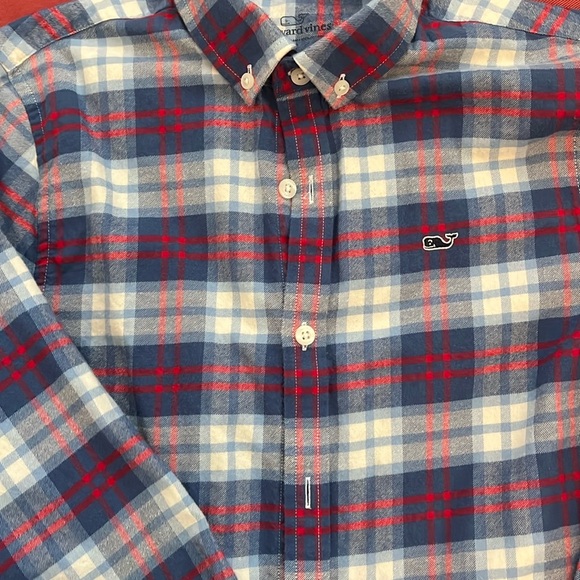 Boys Longshore Whale Button-Down Flannel Shirt- M - Picture 5 of 5